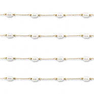 Componenti in acciaio inossidabile catena a rolò con imitazione di perle ovale oro-bianco