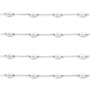 Componenti in acciaio inossidabile catena a rolò con imitazione di perle ovale argento-bianco