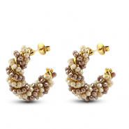Orecchini sfaccettati spirale marrone AB-beige AB-oro