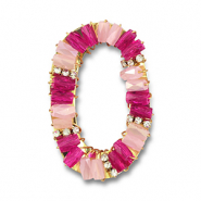 Orecchini sfaccettati ovale rosa chiaro-fucsia rosa transparente-oro