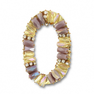 Orecchini sfaccettati ovale lilla-transparente-oro