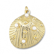 Metallo TQ in ottone ciondolo conchiglia con perline oro-bianco