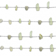 Componenti in acciaio inossidabile catena a rol&ograve; Prehnite irregolare argento-verde chiaro