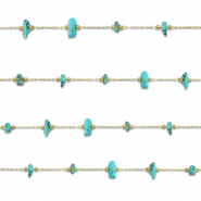 Componenti in acciaio inossidabile catena a rol&ograve; Howlite irregolare oro-turchese