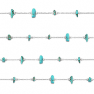 Componenti in acciaio inossidabile catena a rol&ograve; Howlite irregolare argento-turchese