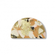 Pendenti di polimero semi-rotondo marrone-rosa-bianco-oro