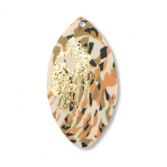 Pendenti di polimero foglia marrone-rosa-bianco-oro