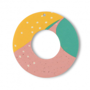 Pendenti di polimero tonda verde-rosa-giallo ocra