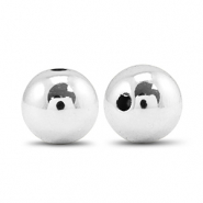 Perline metallizzate tonde 14mm argento metallico
