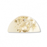 Pendenti di polimero semi-rotondo biancastro-beige-oro