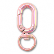 Componenti colorati anello brisé portachiavi ovale rosa-rivestimento AB