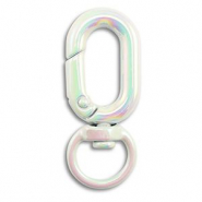Componenti colorati anello brisé portachiavi ovale bianco-rivestimento AB