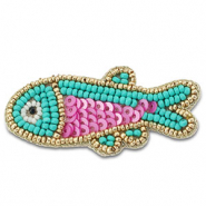 Broches pesce turchese-rosa-oro