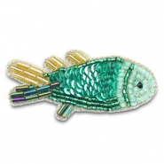 Broches pesce verde-oro-multicolore rivestimento AB