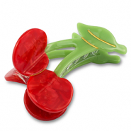 Accessori fermaglio per capelli ciliegie rosso-verde-oro