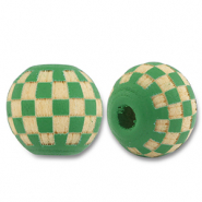 Perline di legno tonde 10mm con motivo verde-naturale