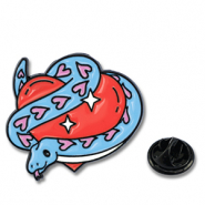 Pins cuore con serpente blu-rosso-rosa