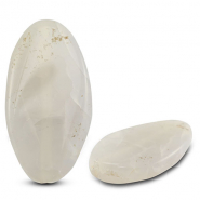 Perline in pietra naturale Agata ovale trasparente grigio/trasparente crema pesca chiara