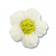 Fiore all'uncinetto biancastro-verde lime
