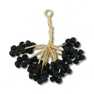 Pendenti con perline di vetro fiore oro-nero