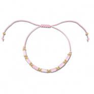 Braccialetti alla moda perline miste rosa chiaro-oro