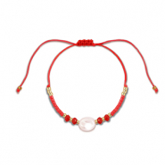 Braccialetti alla moda perline miste rosso-bianco-oro