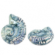 Perline di ceramica greca DQ conchiglia verde-blu-bianco
