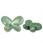 Perline di ceramica greca DQ farfalla verde turchese