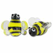 Perline di vetro dipinte a mano ape giallo-nero-trasparente