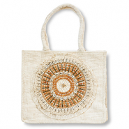BY31® Borsa da spiaggia biancastro-marrone-oro