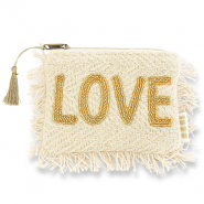 Pochette "Love" biancastro-oro