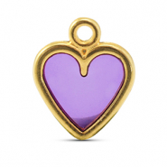 Ciondoli di metallo DQ cuore viola-oro (privo di nichel)