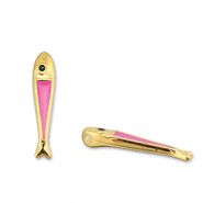 Ciondoli di metallo DQ pesce Magenta pink-oro (privo di nichel)