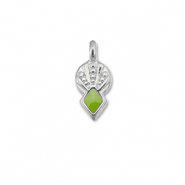 Ciondoli di metallo DQ rombo verde chairo-argento antico (privo di nichel)