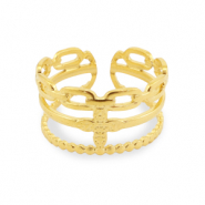 Anelli in acciaio inossidabile fiore oro