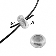 Componenti in acciaio inossidabile chiusura con perline scorrevoli con motivo 7mm argento