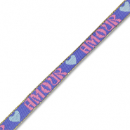 BY31® Nastro con testo "Amour" blu lavanda-rosa-blu chiaro-oro