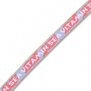 BY31® Nastro con testo "Vitamin sea" lavanda-rosso corallo-bianco-oro