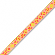BY31® Nastro con testo "Good vibes" giallo-rosa chiaro-rosso corallo-oro