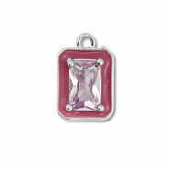 Metallo TQ in ottone ciondolo rettangolo argento-viola