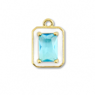 Metallo TQ in ottone ciondolo rettangolo oro-bianco-blu chiaro