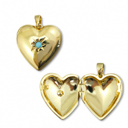 Ciondoli in ottone Eco-brass® medaglione cuore stella oro-blu