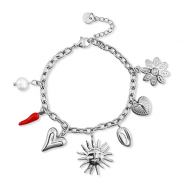 Bracciali in acciaio inossidabile con ciondolo estate argento-rosso-bianco