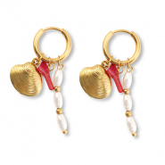 Orecchini in acciaio inossidabile conchiglia oro-rosso-bianco