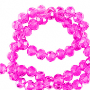 Perline sfaccettate 6x4mm rondella rosa neon