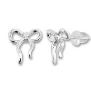 Metallo TQ in ottone orecchini fiocco argento