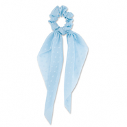 Elastici per capelli a pois con fiocco blu chiaro