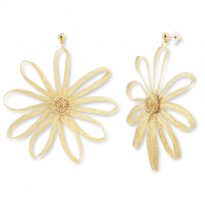 Orecchini alla moda in rafia a fiore giallo vaniglia