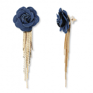 Orecchini alla moda a fiore denim-look blu denim-oro