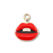 Ciondoli di metallo smalto kiss oro-rosso